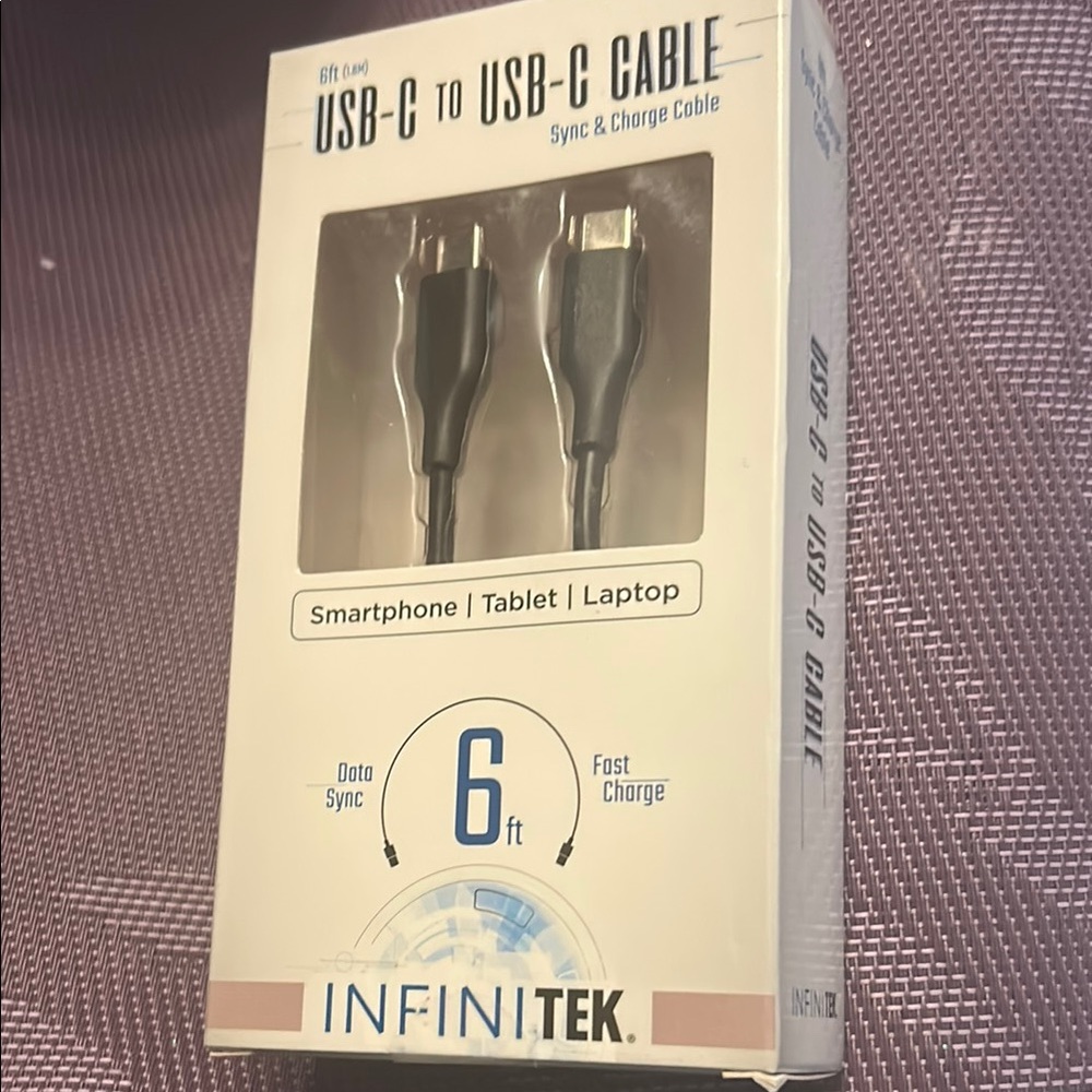 Black USB-C to USB-C Cable - 6ft
New- factory sealed